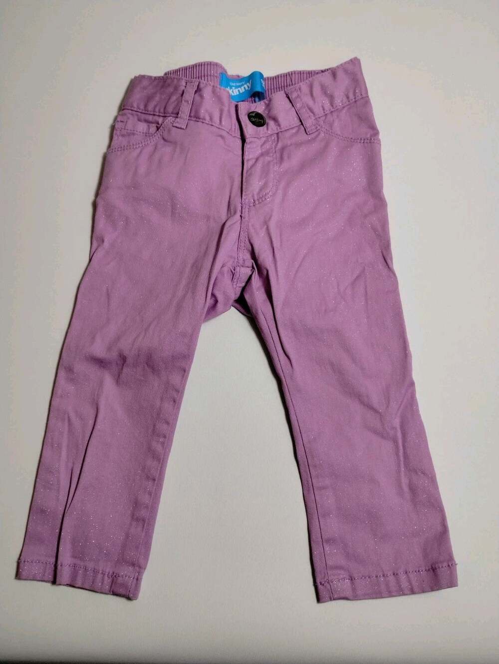 Old Navy Pink Shimmer Metallic Skinny Jeans 12 18 Months Excellent - Girl's